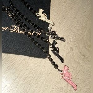 Agent Provocateur Gun Black Rhinestone Crystal dangle earrings RARE collectors